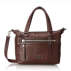 Fossil Dawson Leather Satchel Espresso Crossbody